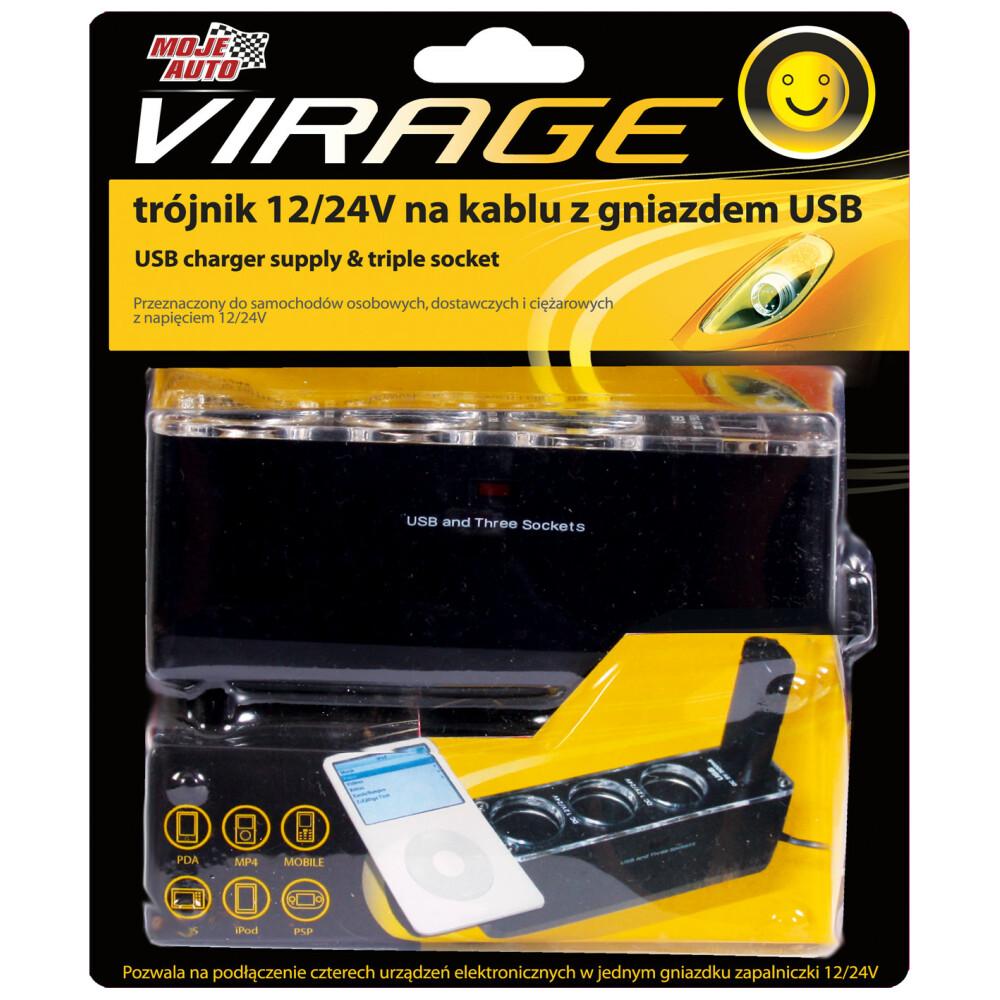93-019 Moje Auto Virage 12/24V Tee on Cable with USB Socket