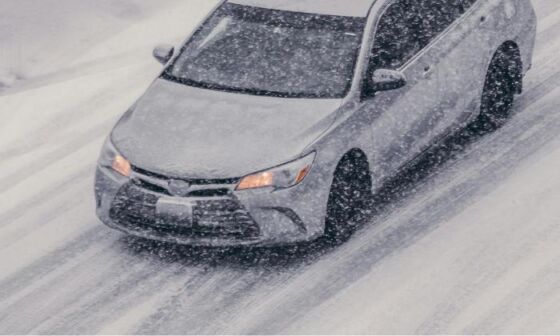 Winter braking - car on a slippery road