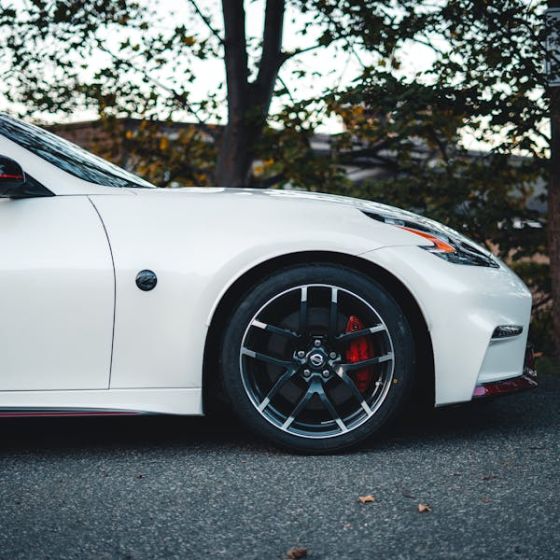 The side of a white sports car