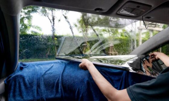 Tinting the front window in a car