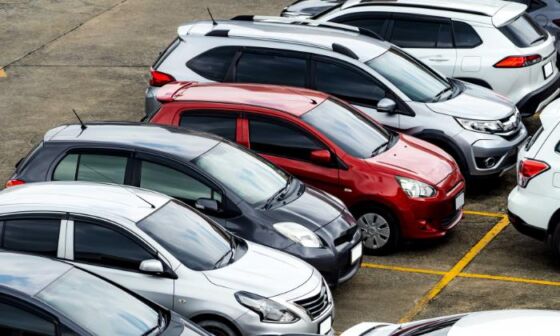 Car rental cars in the parking lot